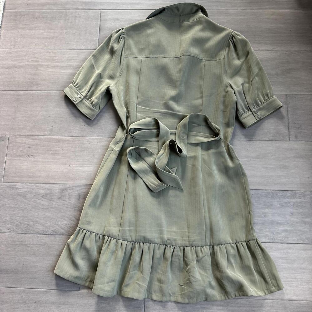 PAIGE Sage Green Teared and Belted Dress Size S - Picture 5 of 7